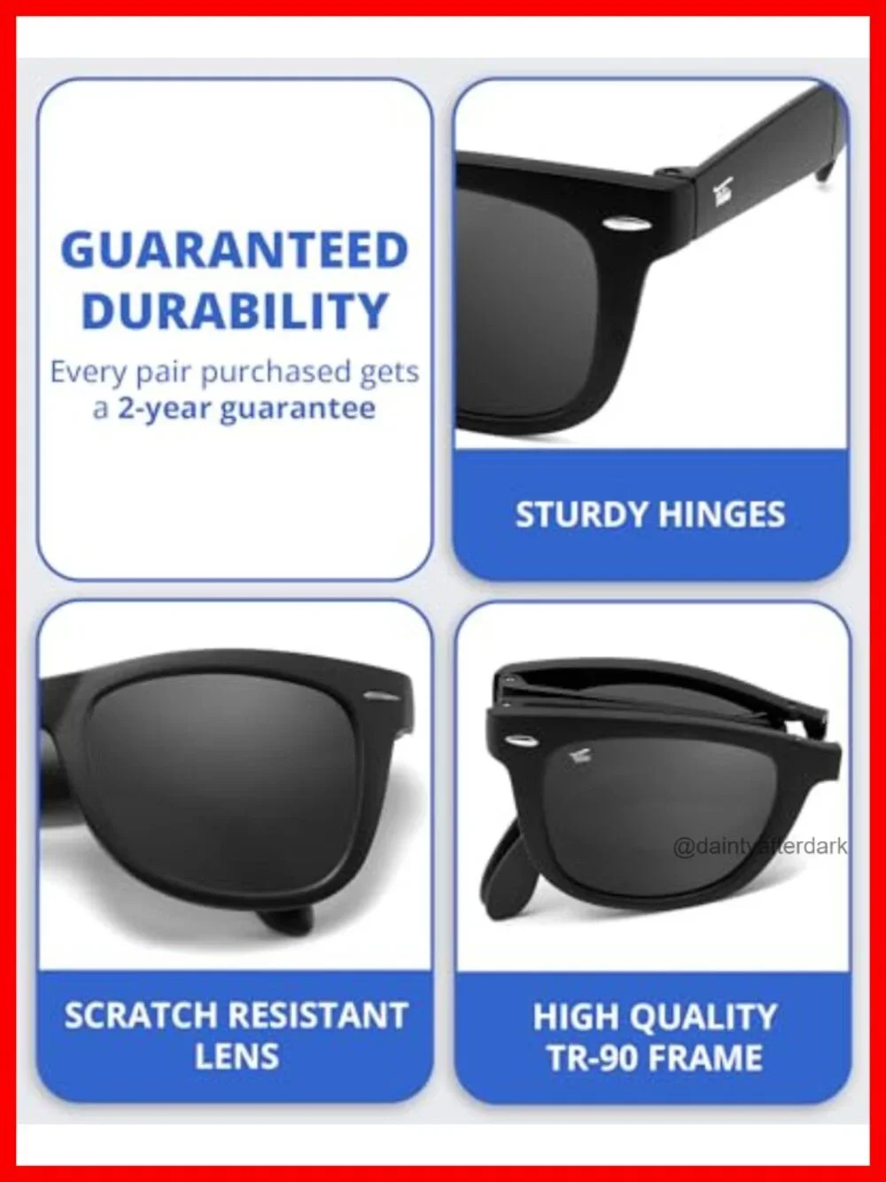 Polarized Folding Sunglasses UV400 Protection with Vegan Leather Case